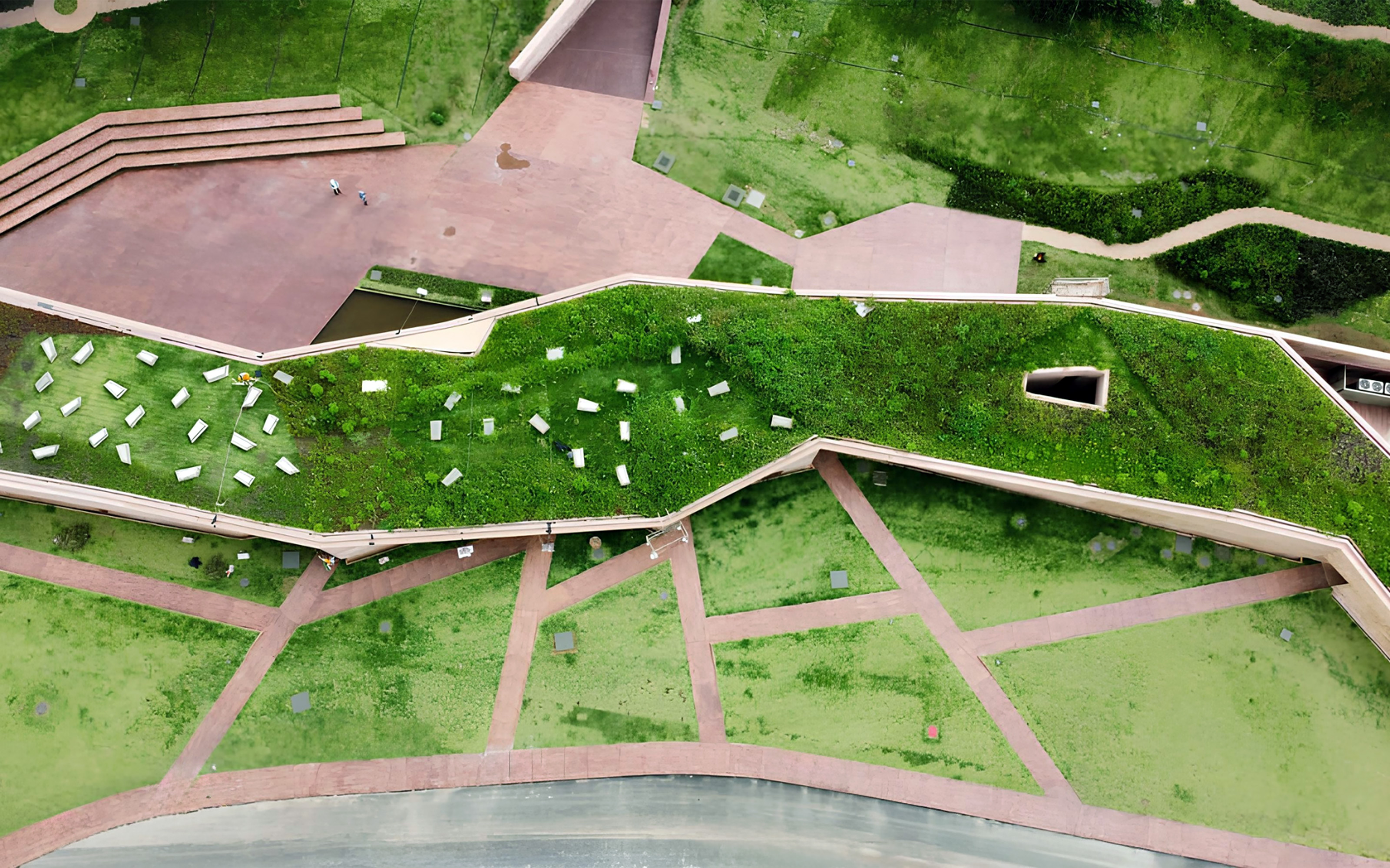 Cubierta verde visible desde arriba