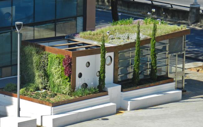 Cubierta ajardinada extensiva y enverdecimiento vertical